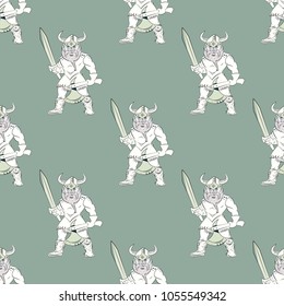 Ancient nordic warrior seamless pattern. Original design for print or digital media.
