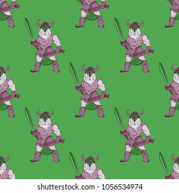 Ancient nordic warrior seamless pattern. Original design for print or digital media.