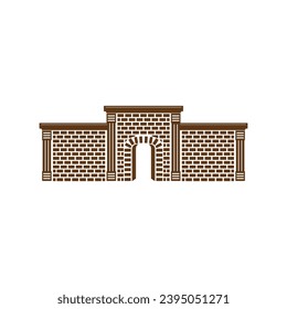 Ancient Old Brick Wall Royal Kingdom Castle Gate Illustration Vector