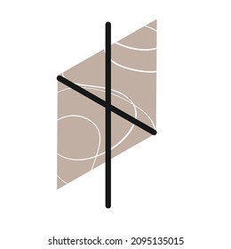 Ancient Old Norse Rune : Nauthiz, Rune of Necessity. Runic letter in black on brown and white background. 
