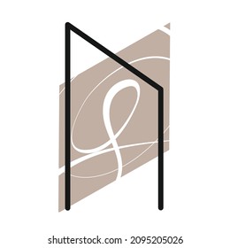 Ancient Old Norse Rune : Uruz, Rune of Power. Runic letter in black on brown and white background. 