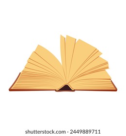 Libro abierto antiguo sobre un fondo blanco. Ilustración. Vector