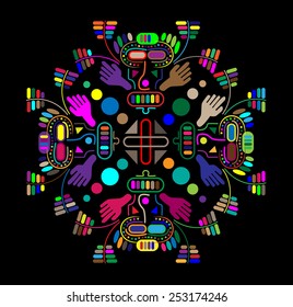 Ancient ornament image of the Incas. Colored ornament.