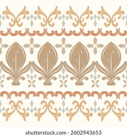 Ancient Ornate Scroll Gold Florals Element Warm  Golden Brown Tones Delicate Elaborate Stripe Pattern. Luxury Border Traditional Greek Design with Scroll Ornament Design for Decorative Rich Art Work