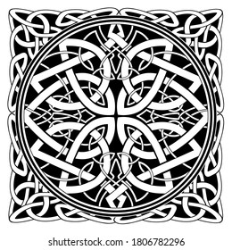 Ancient pagan Scandinavian sacred symbols and ornaments - Celtic cross, knot, a symbol of the Druids, Triskele, Odin's Horn
