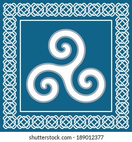 Ancient pagan symbol triskelion or triskele, traditional element typical for celtic (scandinavian) ethnic design, analogue of swastika sign, vector illustration