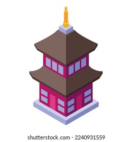 Ancient pagoda icon isometric vector. Asian building. City temple