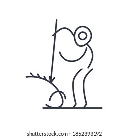 Ancient painting icon, linear isolated illustration, thin line vector, web design sign, outline concept symbol with editable stroke on white background.