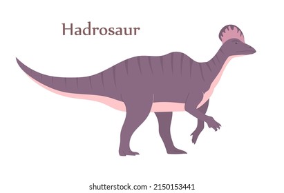 Ancient pangolin hadrosaur. Herbivorous dinosaur of the Jurassic period. Prehistoric animal and paleontology. Vector cartoon illustration isolated on a white background