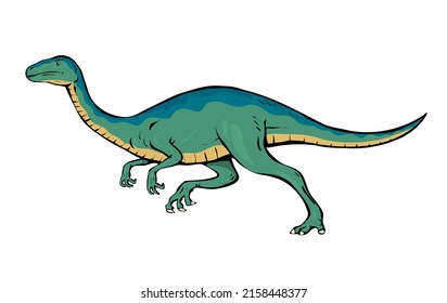 Ancient pangolin. Herbivorous dinosaur of the Jurassic period. Green lizard running. Prehistoric animal and paleontology. Vector cartoon illustration isolated on a white background. Art hand drawn