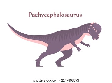 Ancient pangolin pachycephalosaurus. Headbutt. Herbivorous dinosaur of the Jurassic period. Vector cartoon illustration isolated on a white background