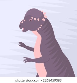 Ancient pangolin pachycephalosaurus. Strong head forehead. Herbivorous dinosaur of the Jurassic period. Vector cartoon illustration