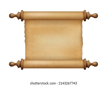 Ancient Paper, Parchment Scroll, realistic vector illustration