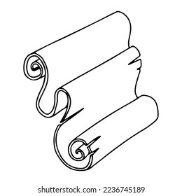 Ancient paper, parchment scrolls, ancient manuscripts. A composed ancient document, letter, message, page, parchment, or religious prayer. Historical torn paper vector illustration