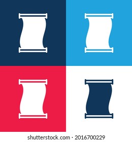 Esbozo de desplazamiento de papel antiguo Contorno azul y rojo cuatro colores conjunto de iconos mínimo