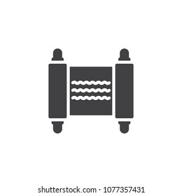 Ancient paper scroll vector icon. filled flat sign for mobile concept and web design. Manuscript simple solid icon. Symbol, logo illustration. Pixel perfect vector graphics