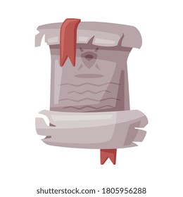 Ancient Paper Scroll, Witchcraft Attribute, Happy Halloween Object Cartoon Style Vector Illustration on White Background