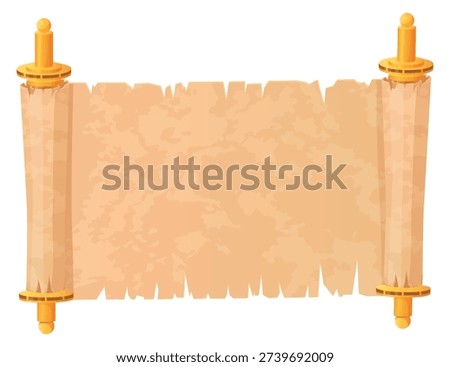 Ancient papyrus background. Cartoon old parchment frame