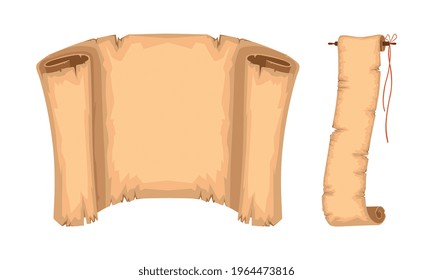 Alte Papyrus Scrolls Set, alte Parchments mit Platz für Text-Vektorgrafik