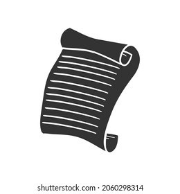 Ancient Parchment Icon Silhouette Illustration. Old Paper Vector Graphic Pictogram Symbol Clip Art. Doodle Sketch Black Sign.