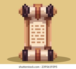 Ancient parchment, pixel art, editable vector, 8-bit illustration,Ancient parchment