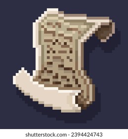 Ancient parchment pixel art vector,old rpg style,assets,editable vector pixel designer