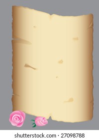 The ancient parchment and Rose. Vector illustration