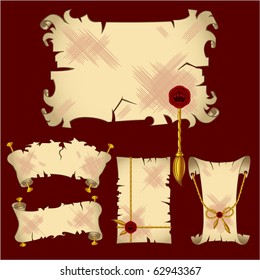 Ancient  parchment scroll banners with royal details (see jpg version in my portfolio)