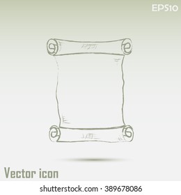 ancient parchment sheet of paper and a quill to write icon