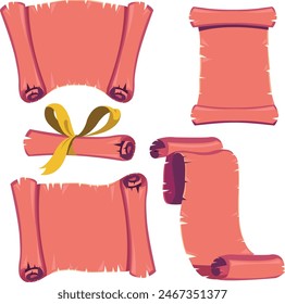 Ancient parchment templates retro design 3d curled sketch