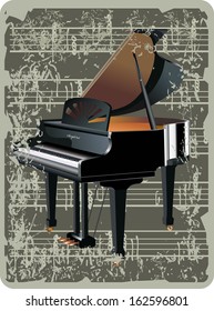 Ancient pattern card with grand piano