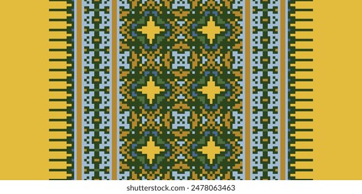 Patrones antiguos Arquitectura mogol sin fisuras Bordado de motivos, Pixel Ikat bordado Vector Diseño para imprimir interminable tela arabesca dupatta chal bandana impresión seda kurta hombres