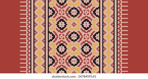 Ancient patterns Seamless Mughal architecture Motif embroidery, Pixel Ikat embroidery vector Design for Print jacquard slavic pattern folklore pattern kente arabesque