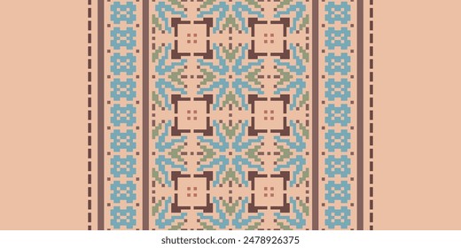 Ancient patterns Seamless Mughal architecture Motif embroidery, Pixel Ikat embroidery vector Design for Print tapestry floral kimono repeat pattern lacing spanish motif
