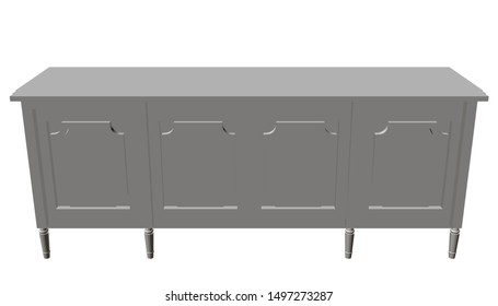 Ancient pedestal. Front view. Polygonal bedside table with patterns. 3D. Vector illustration