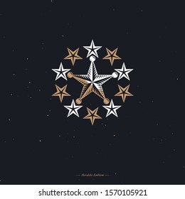 Ancient pentagonal Star emblem, the best. Heraldic vector design element, premium symbol.  Retro style label, heraldry logo.