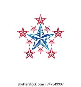 El emblema pentagonal de la estrella, el mejor. Elemento de diseño vectorial heráldico, símbolo premium.  Etiqueta de estilo retro, logotipo heráldico.