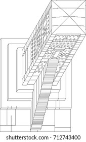 Ancient Persia Architecture Plan Line Art Vector