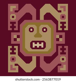 Ancient Peruvian ethnic ornament. Native American indigenous design. Paracas textile. Andean culture.