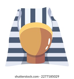 Ancient pharaoh hat icon in flat style 