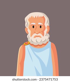 
Ancient Philosopher Aristoteles Vector Cartoon Illustration
Famous Greek personality studying many field of humanistic sciences 
