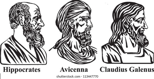 Alte Ärzte Hippocrates, Avicenna und Galen.