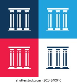 Ancient Pillar blue and red four color minimal icon set