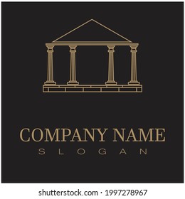 Ancient Pillar Columns Greek Rome Athens Historical Building logo design