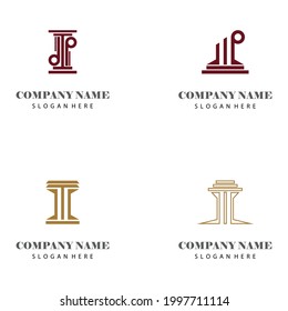Ancient Pillar Columns Greek Rome Athens Historical Building logo design