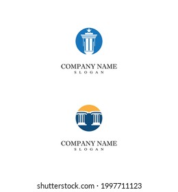 Ancient Pillar Columns Greek Rome Athens Historical Building logo design