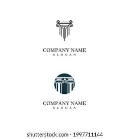 Ancient Pillar Columns Greek Rome Athens Historical Building logo design
