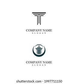 Ancient Pillar Columns Greek Rome Athens Historical Building logo design