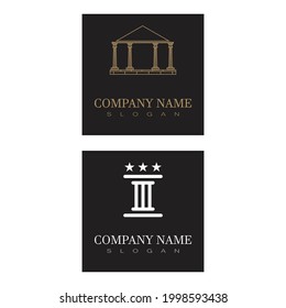 Ancient Pillar Columns Greek Rome Athens Historical Building logo design