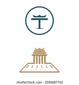 Ancient Pillar Columns Greek Rome Athens Historical Building logo design